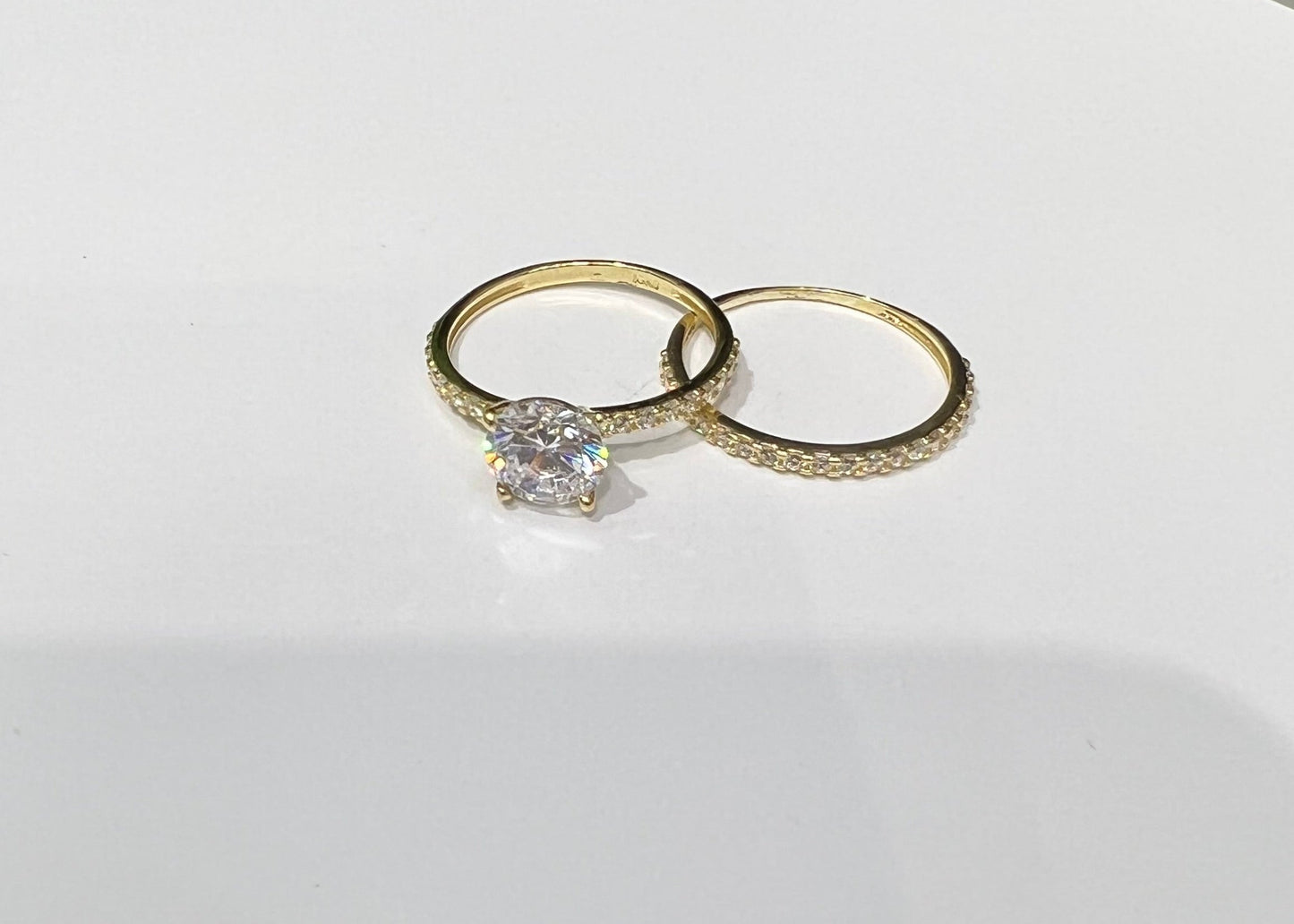 1640- NEW 10K Gold Thin Wedding Ring Set W.G