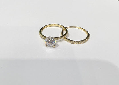 1640- NEW 10K Gold Thin Wedding Ring Set W.G