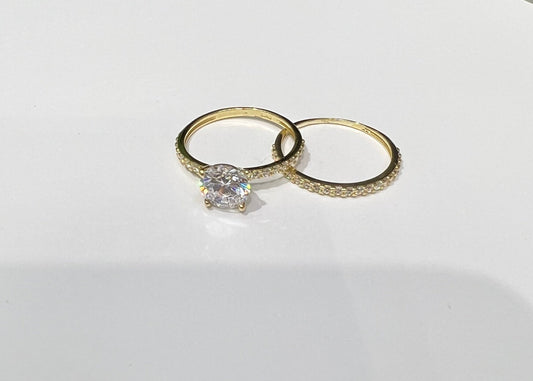 1640- NEW 10K Gold Thin Wedding Ring Set W.G