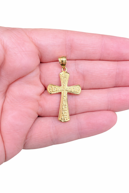 1565- NEW 10K Greek Cross Pendant W.G