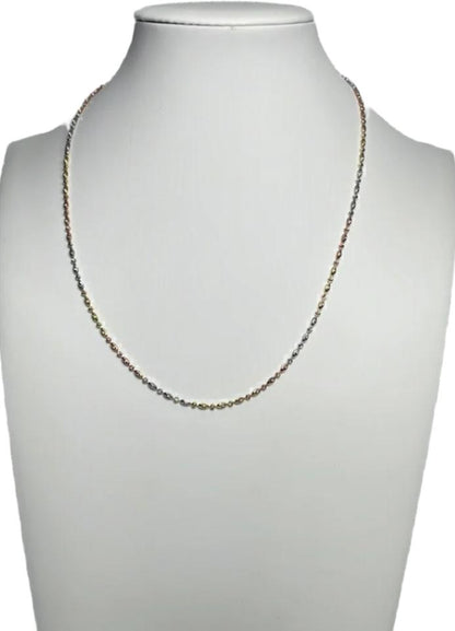 0095- NEW 14K Oval and Bead Chain in 14K (1.95mm) W.G