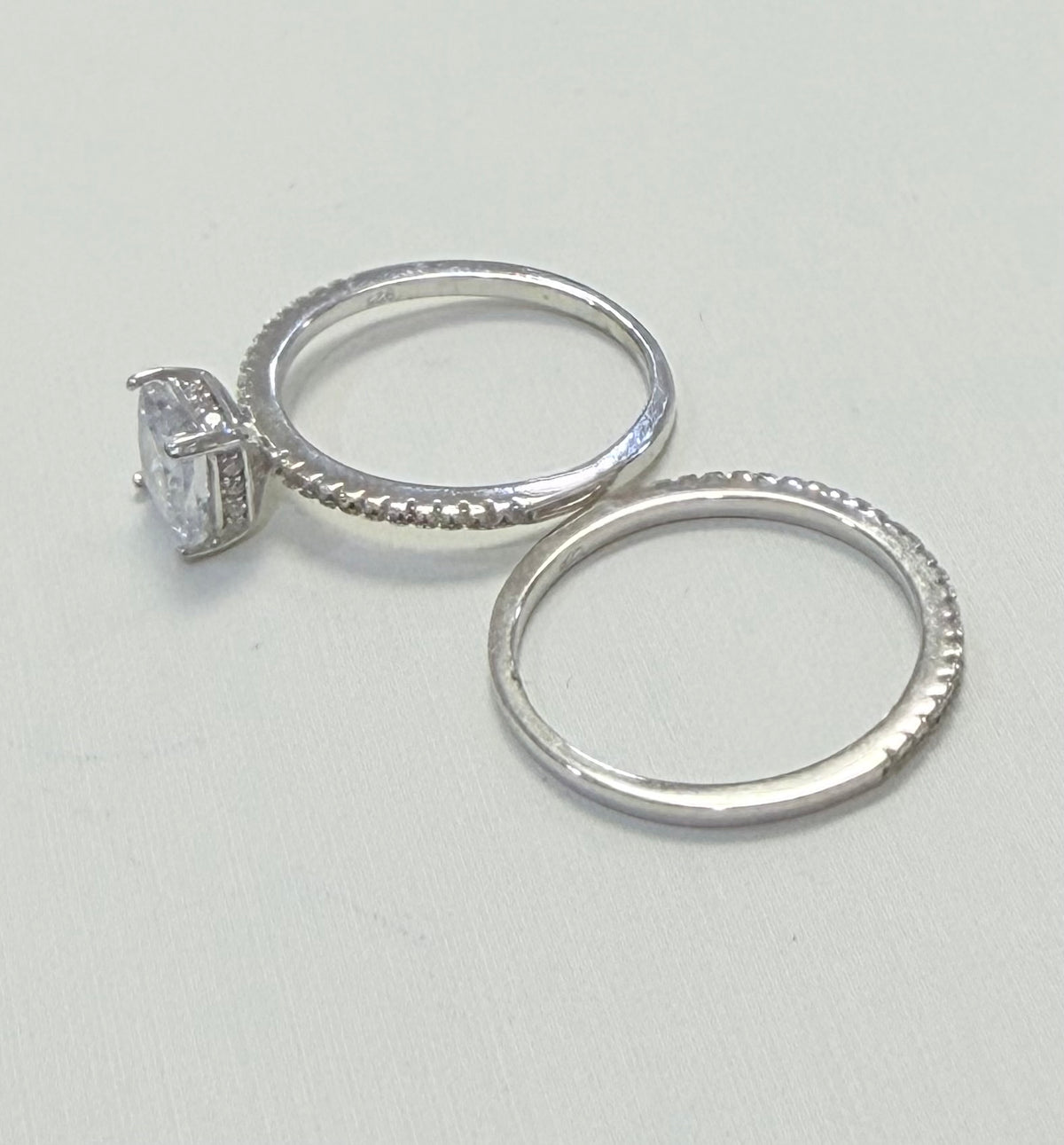 S554- .925 Sterling Silver Wedding Square Cz Women's Ring W.G