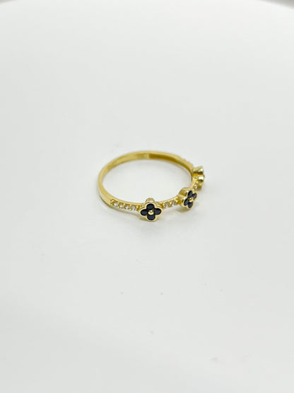1473- NEW 14K Flower Ring Band W.G