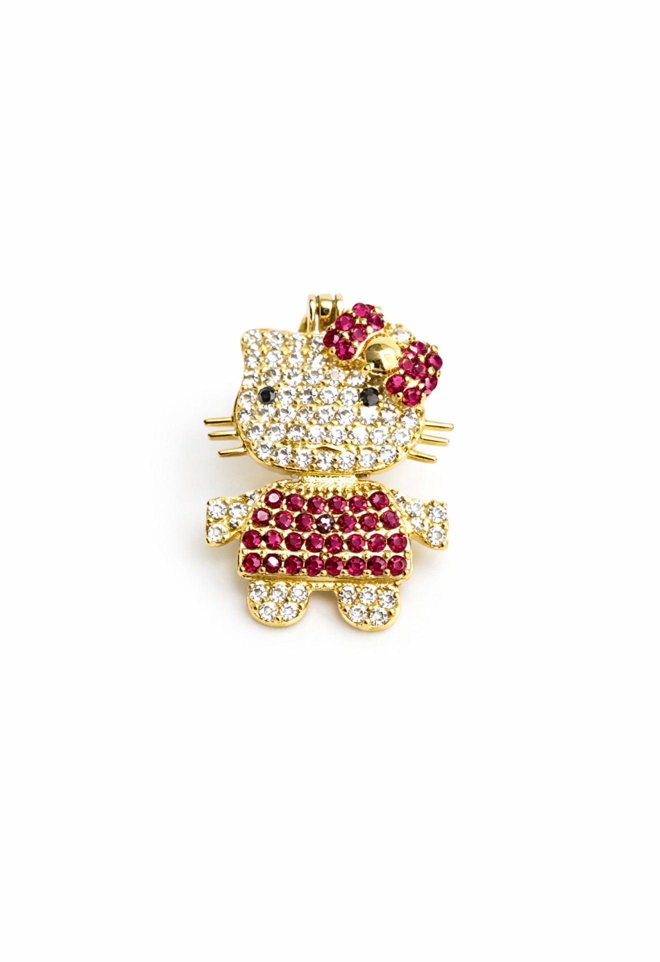 1501- NEW 14K Full Cz Hello Kitty Gold Pendant W.G