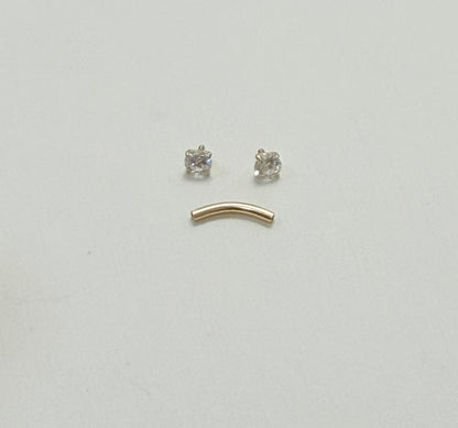 P3- NEW 14K Solid Gold Curved Barbell Eyebrow Lab Grown Diamond
End W.G