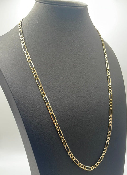 00111 -NEW 14K Solid Figaro Chain (5.07mm) W.G