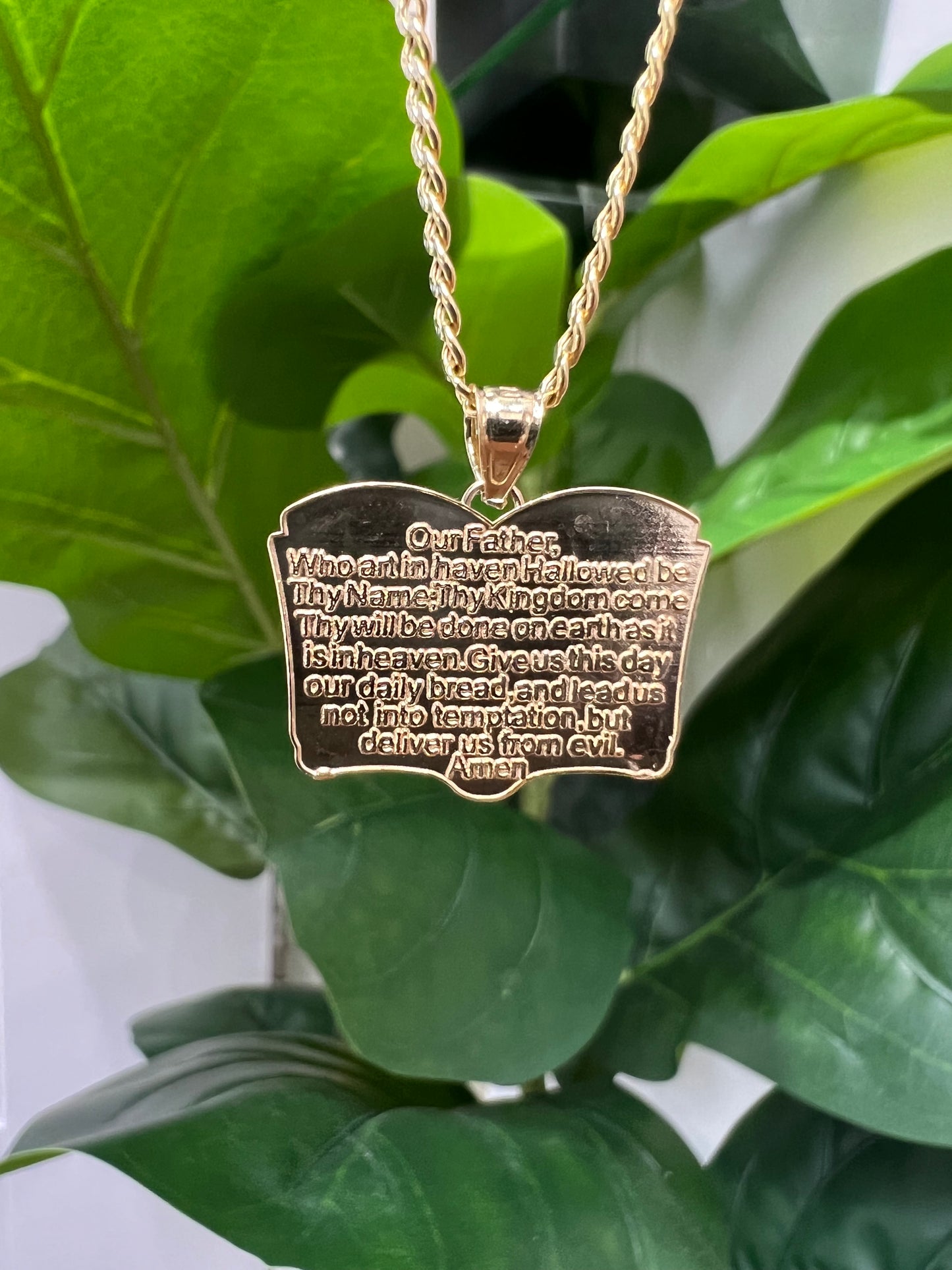 1307- NEW 10k Gold Serenity Prayer Double Sided Flat Charm Pendant W.G