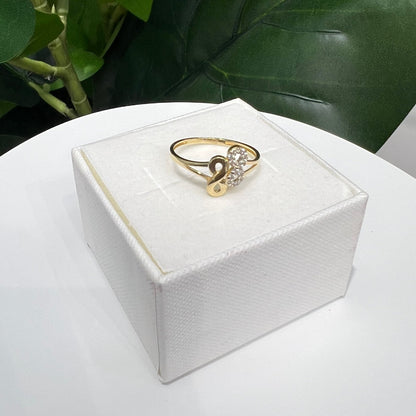 1343- NEW 14K Zirconia Infinity Sign Bypass Gold Ring W.G