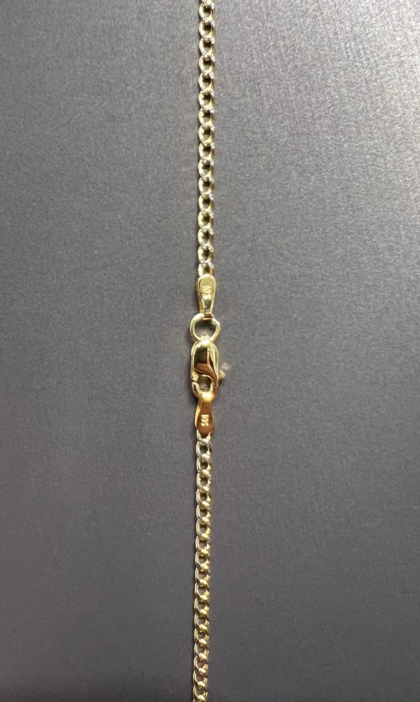 C56- NEW 10K Hollow Cuban Curb Chain & Crucifix Pendant SET W.G