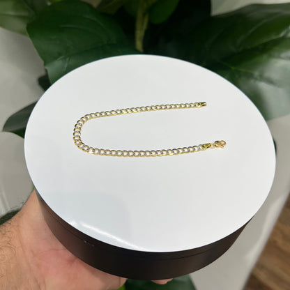 1290-NEW 14K Solid Cuban Curb Bracelet Two Tone (4.7mm) W.G
