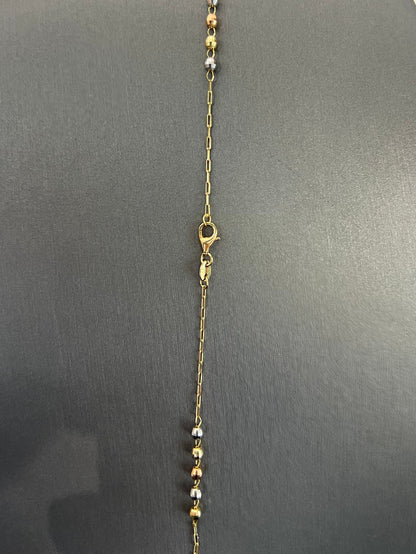 1161-NEW 14K Tri Color Gold Rosary Chain 22” (2.8mm)W.G