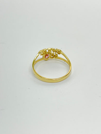 318- 14K Gold Pink Heart Quinceanera Ring W.G