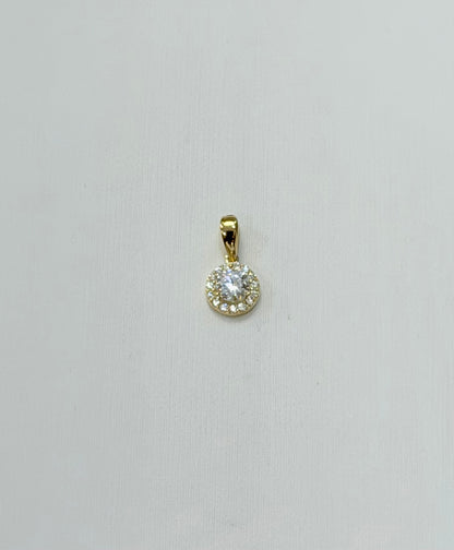 1794- NEW 14K Gold Cz Round Pendant W.G