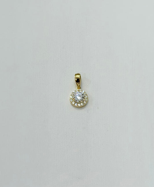 1794- NEW 14K Gold Cz Round Pendant W.G