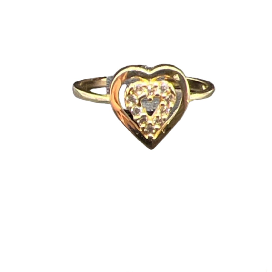 349- Anillo de oro de 14 quilates con forma de corazón de 6 1/4