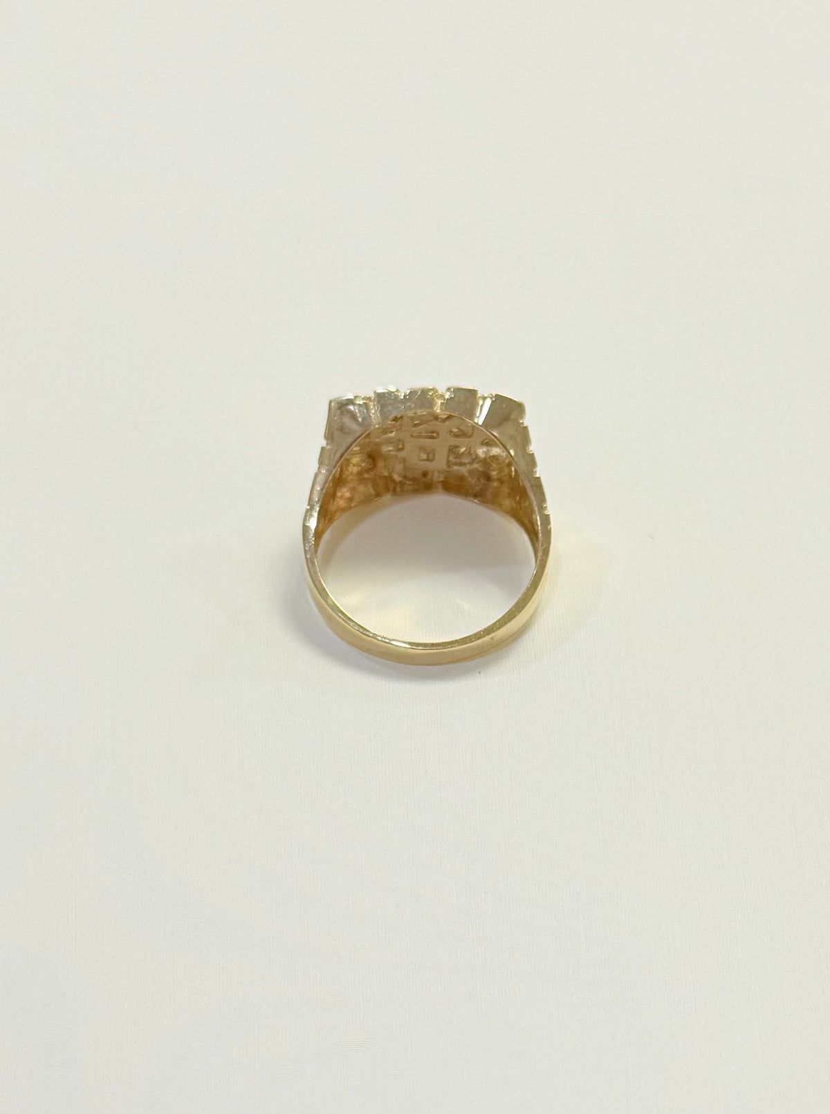 1696- NEW 10K Square Nugget Men Ring W.G