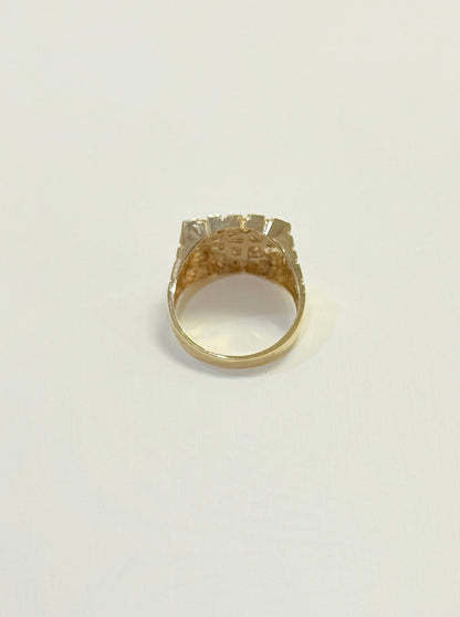 1696- NEW 10K Square Nugget Men Ring W.G