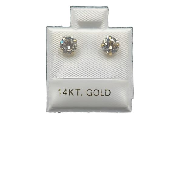 00180- Aretes medianos de oro amarillo de 14 quilates de 5 mm