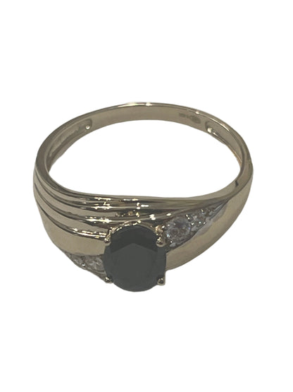 712- Black Stone Cz Men Ring Sz 10