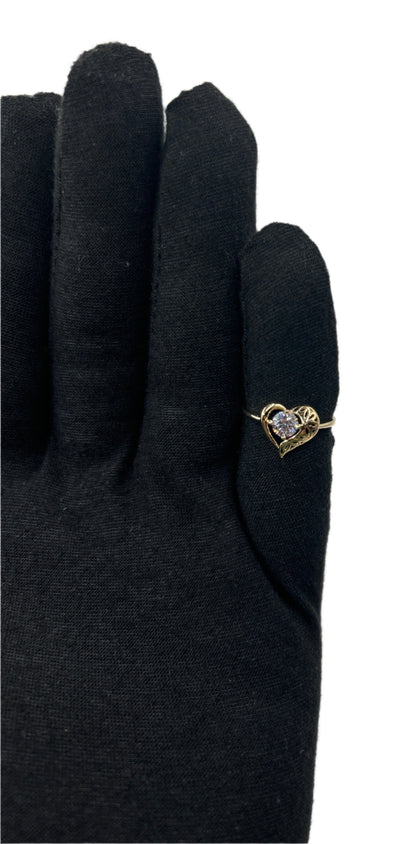 869- NEW Big Cz Stone Heart Ring (W.G)