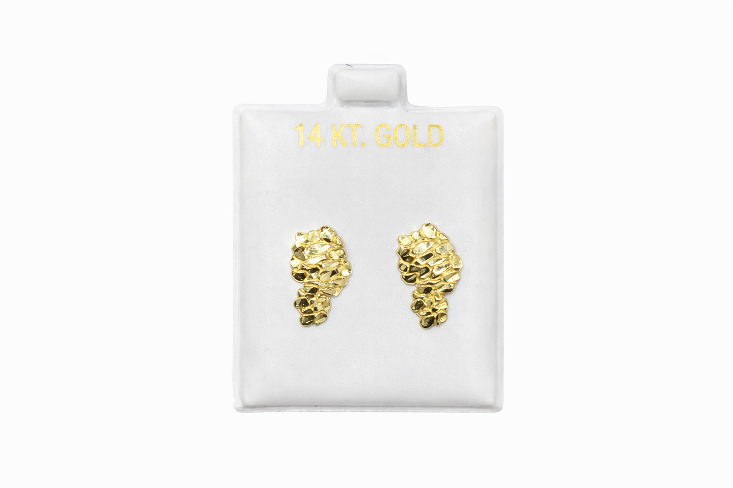 1223- NEW 14K Nugget Diamond Cut Stud Earrings (15x8.9mm) W.G