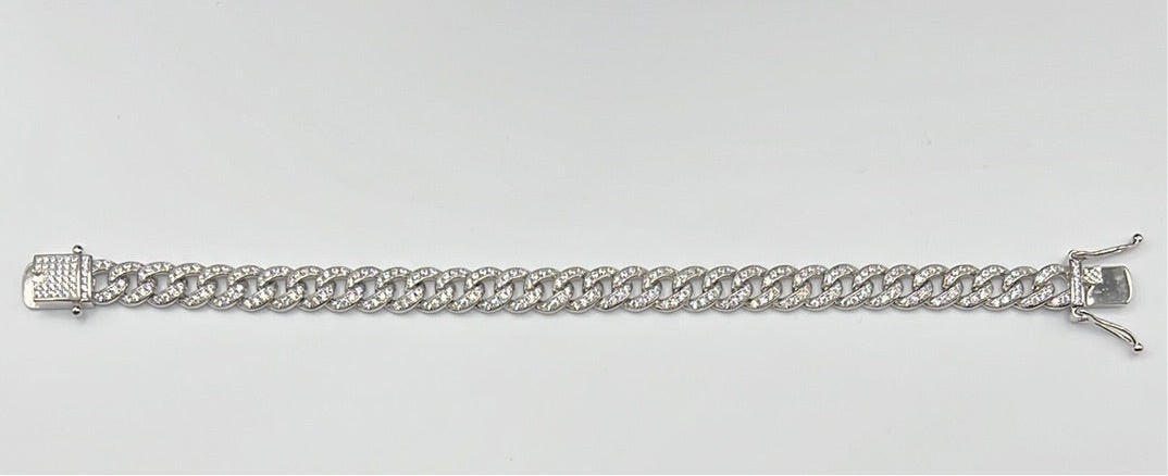 S273- Silver Cuban Link Bracelet 8”