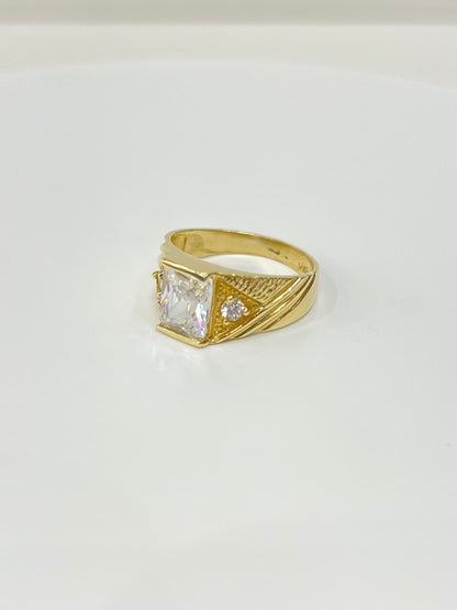 1099-NEW 14K Square Clear Cz Stone Men's Ring