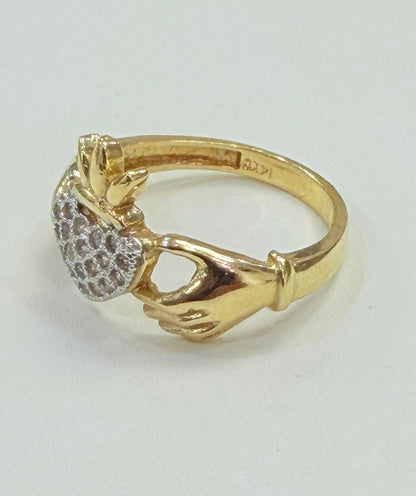 285- NEW 14K Wedding Rings Heart & Band Set W.G