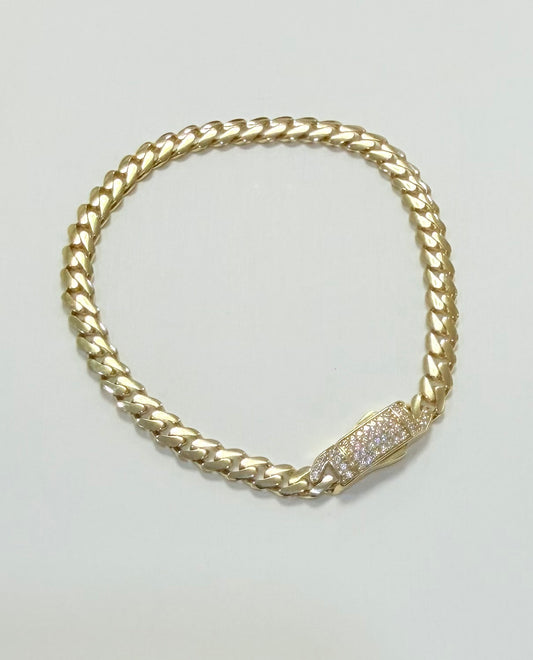 1675- NEW 10K Hollow Cuban Bracelet 7” (5mm) W.G