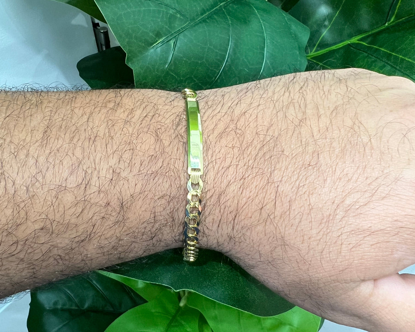 1230- NEW 14K Solid Flat Cuban Curb ID Bracelet (5.7mm) W.G