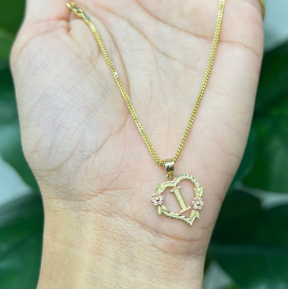 0062- NEW 14K Letter “I” Heart Shape Pendant W.G