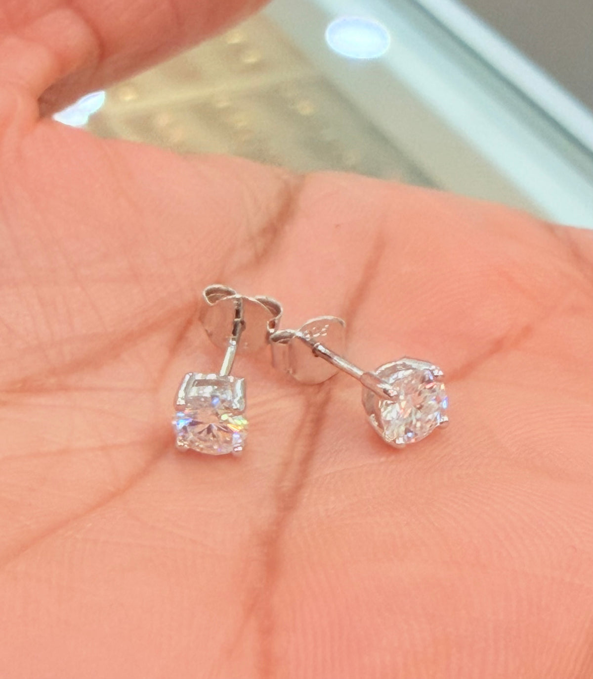 S1145- .925 Sterling Silver Moissanite Stud Earrings (5mm) W.G