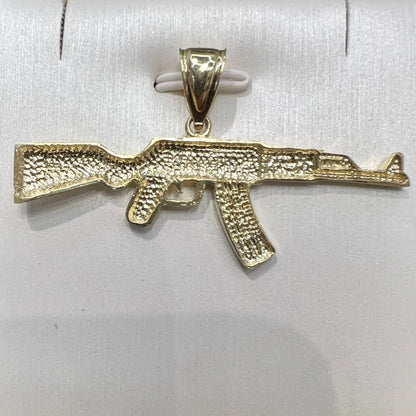 1651- NEW 10K Gold Rifle AK47 Pendant W.G