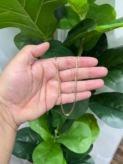 1022- NEW 14K Semi Solid Cuban Chain (3.5mm) W.G