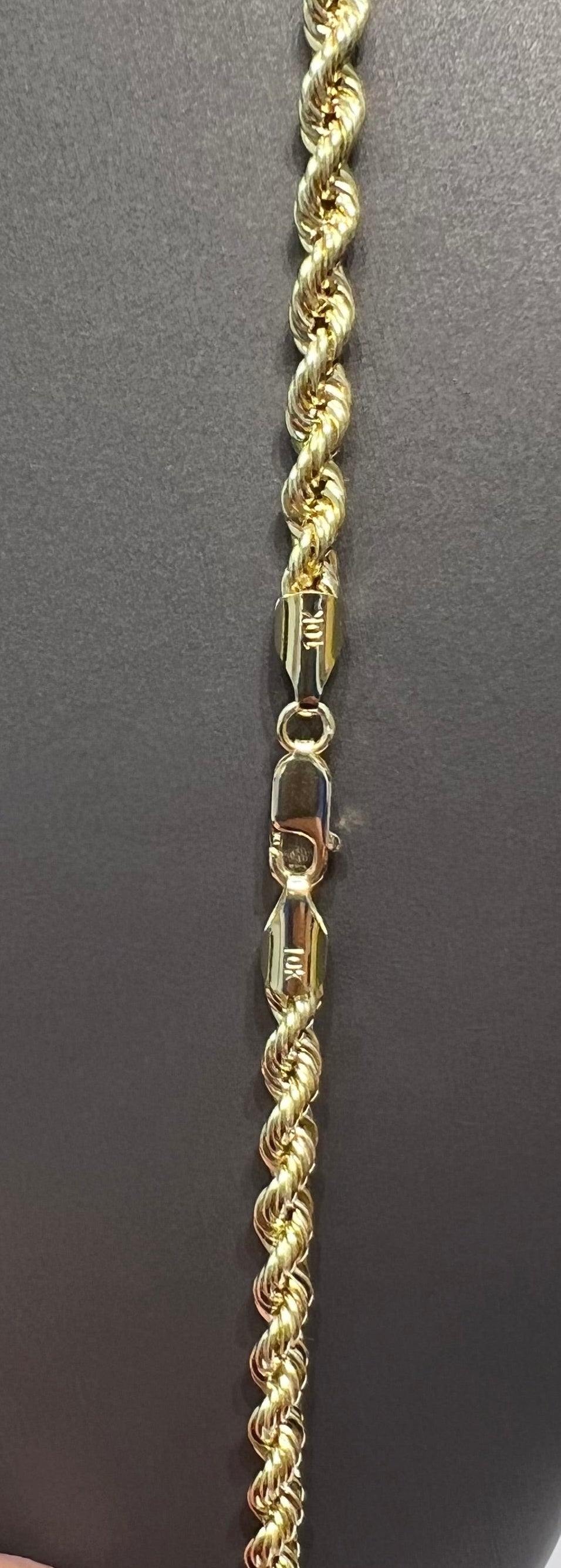 1329- NEW 10K Hollow Rope Chain (4.2MM) W.G