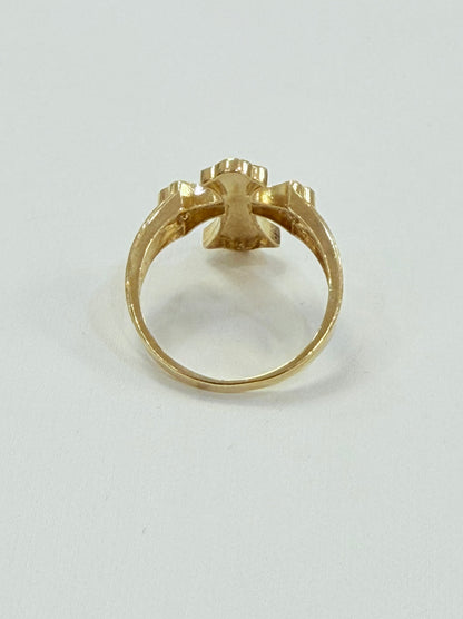 1520- NEW 10K Cross Nugget Fashion Ring W.G