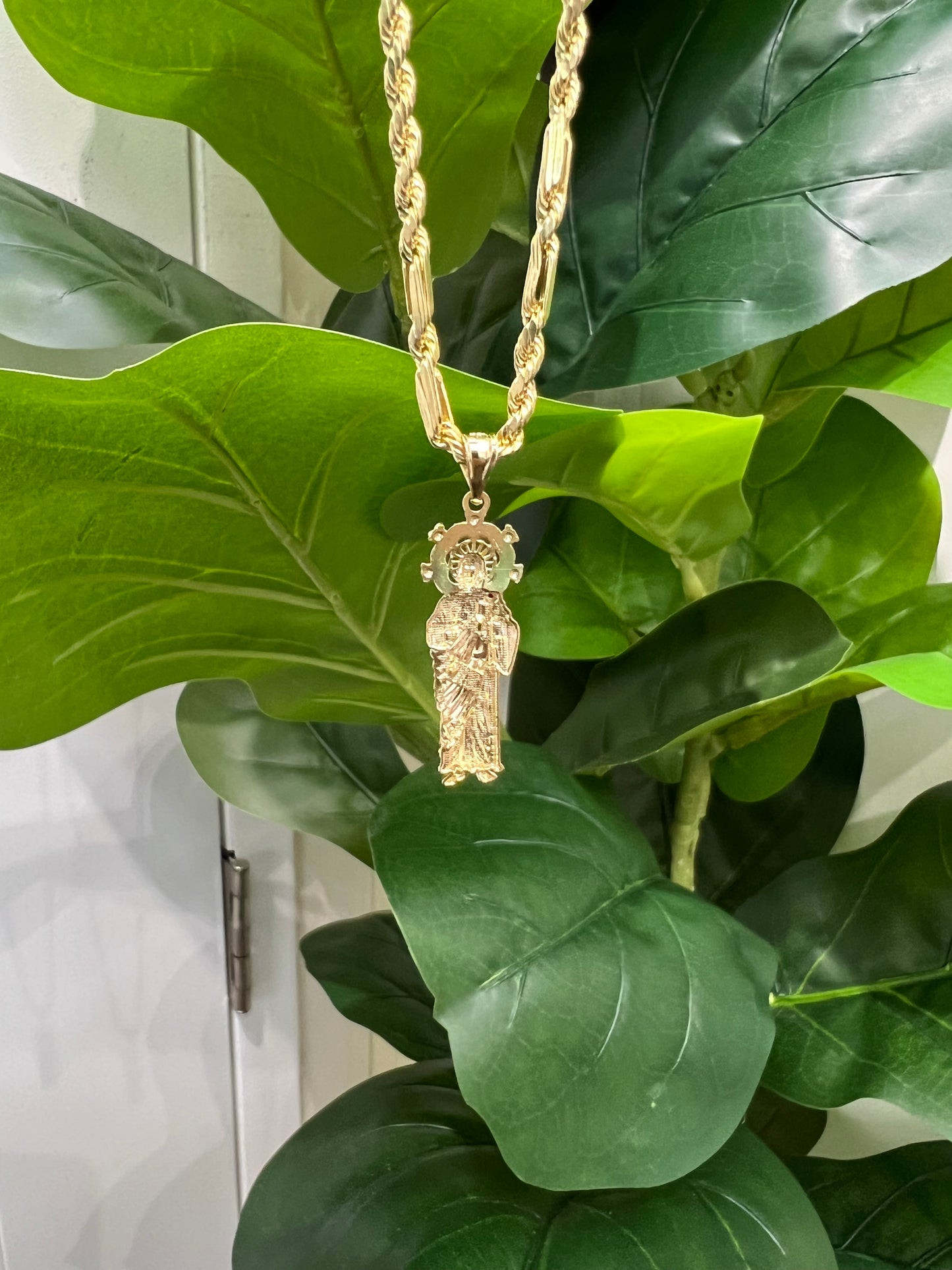 1283- NEW 10K Gold St Jude with Crown Pendant W.G