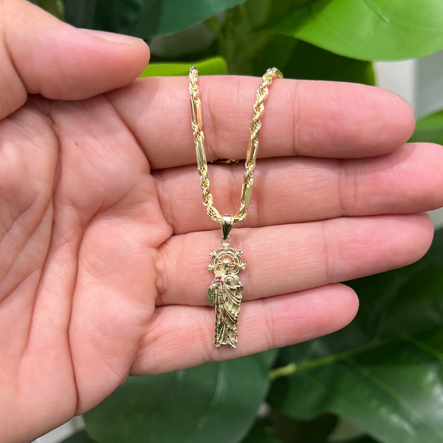 1283- NEW 10K Gold St Jude with Crown Pendant W.G