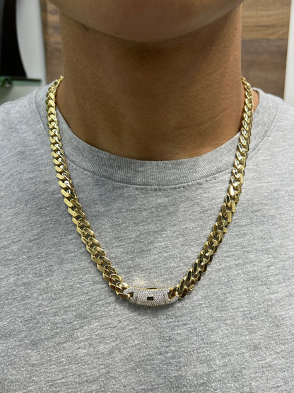 1237- NEW 14K Hollow Cuban Monaci Chain (9mm) W.G