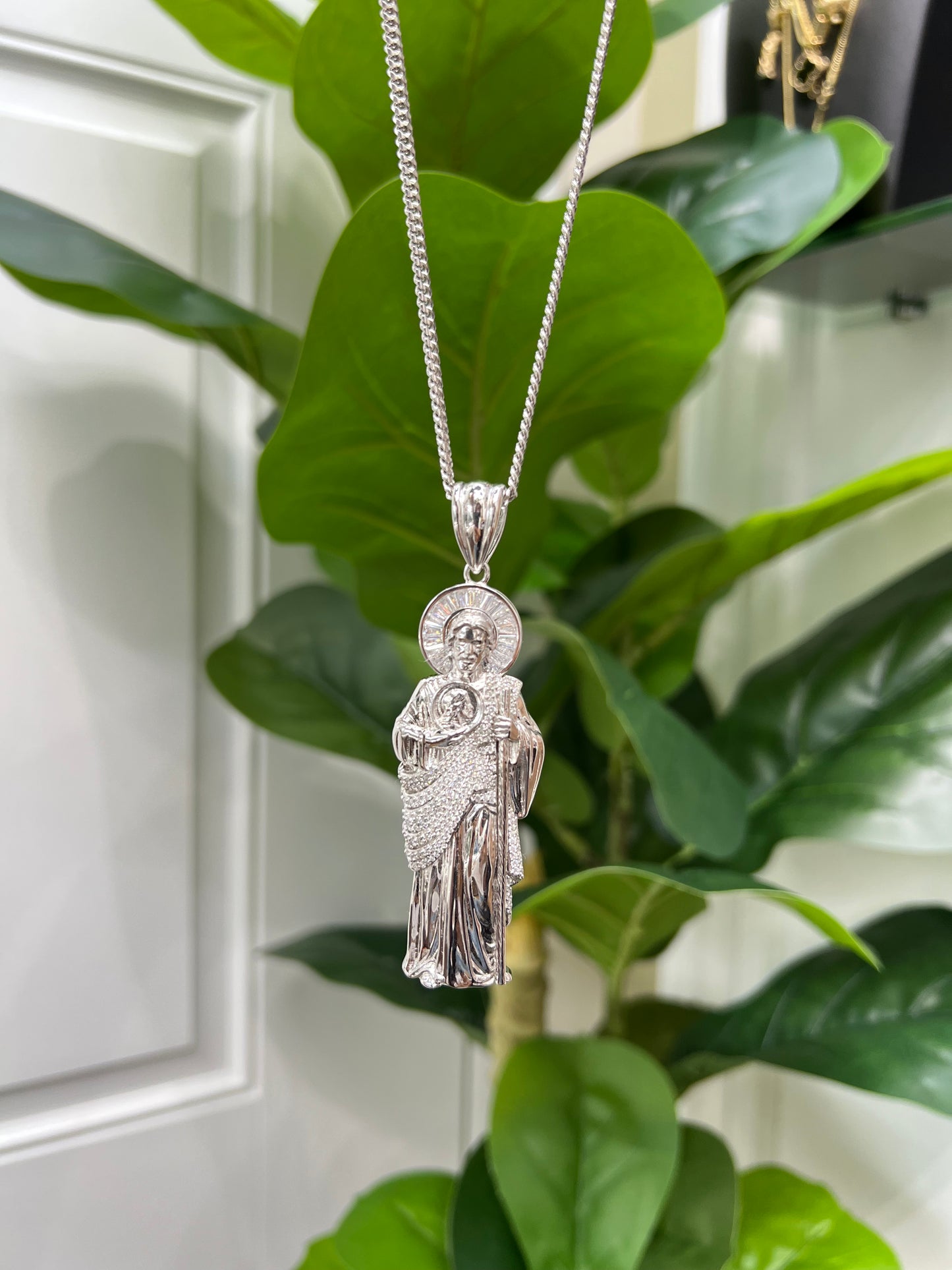S265- NEW .925 Sterling Silver St.Jude Big Pendant W.G