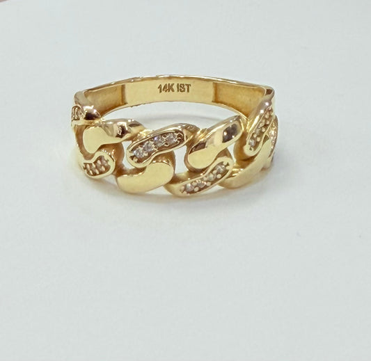 1394- NEW 14K Cuban Link Band Ring W.G