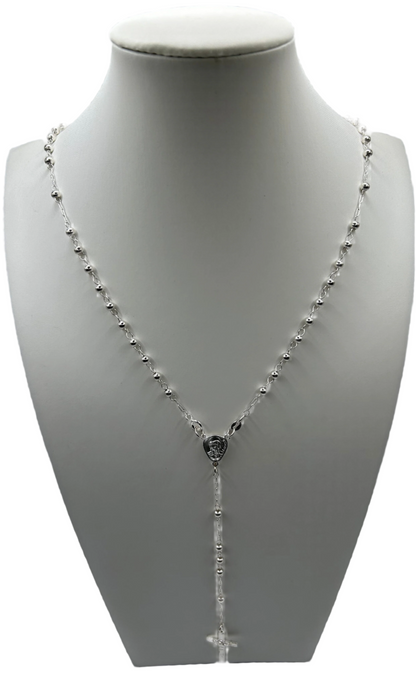 S779- Silver Religious Rosary Chain 24”