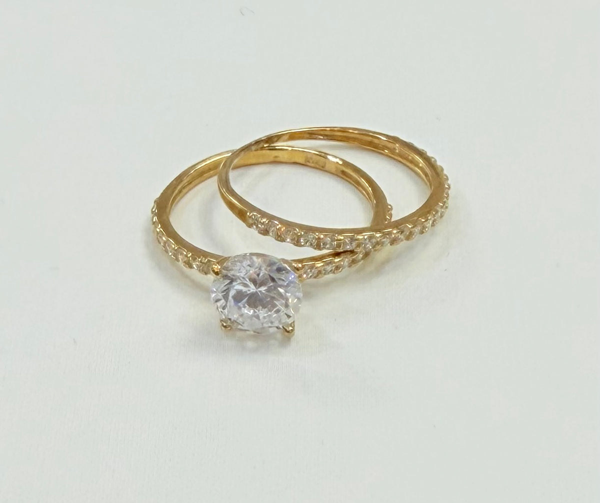 1640- NEW 10K Gold Thin Wedding Ring Set W.G