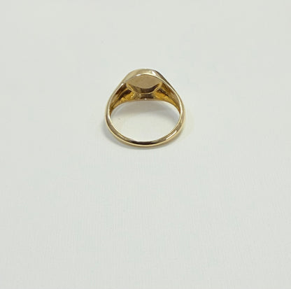 1685- NEW 14K Round Signet Gold Ring W.G