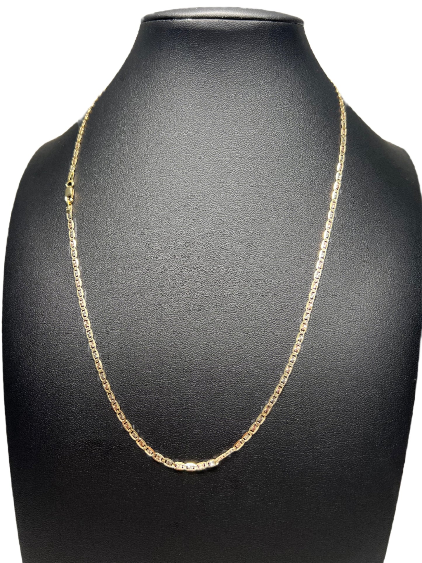 0025- NEW 14K Tri Tone Valentino Chain Necklace (2.69mm) W.G