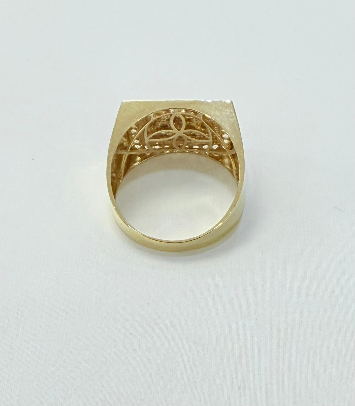 1830- NEW 14K Square Nugget Ring W.G