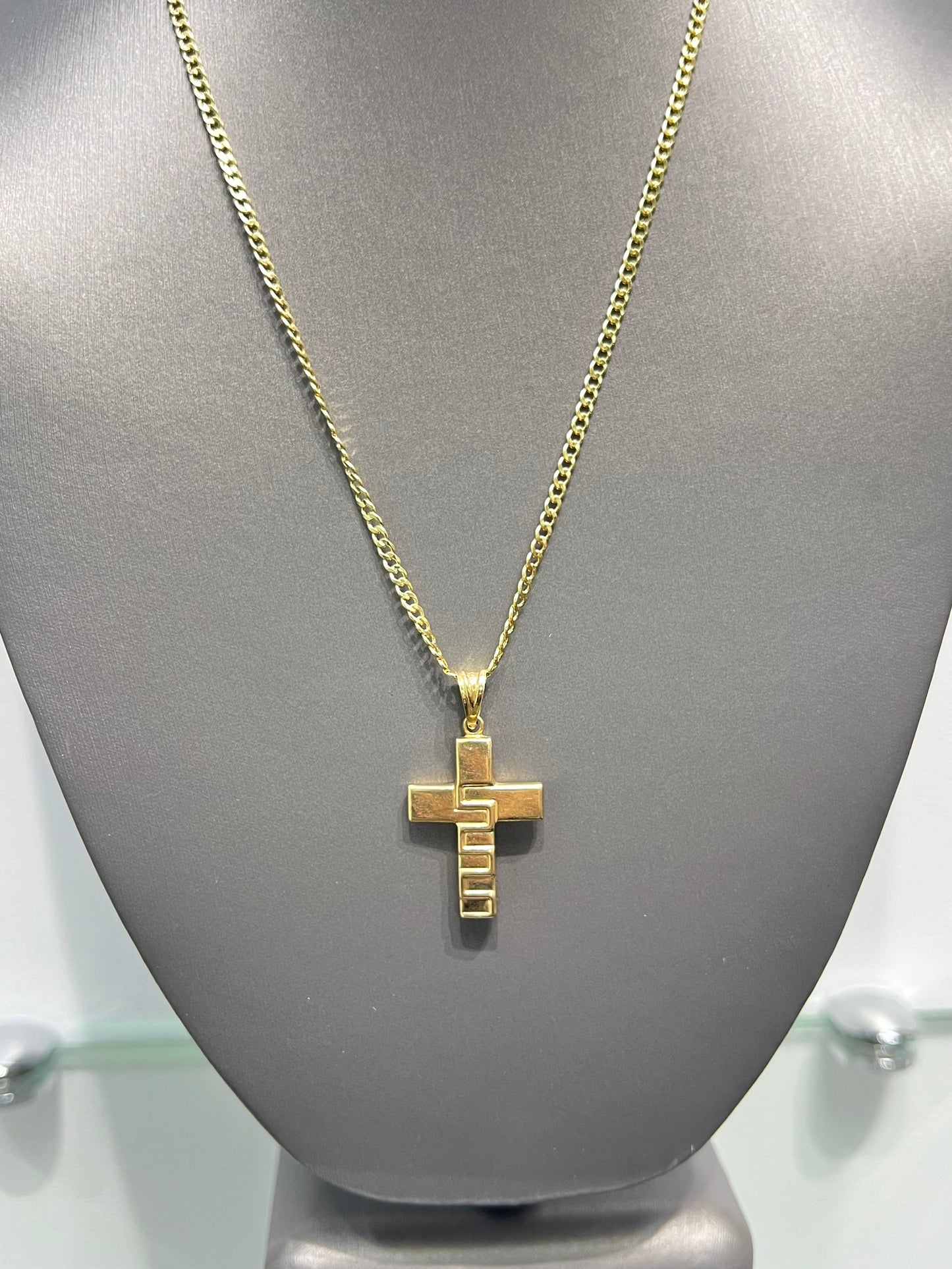 00135- NEW 14K Solid Gold Cross Pendant (W.G)