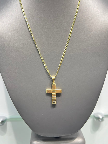 00135- NEW 14K Solid Gold Cross Pendant (W.G)