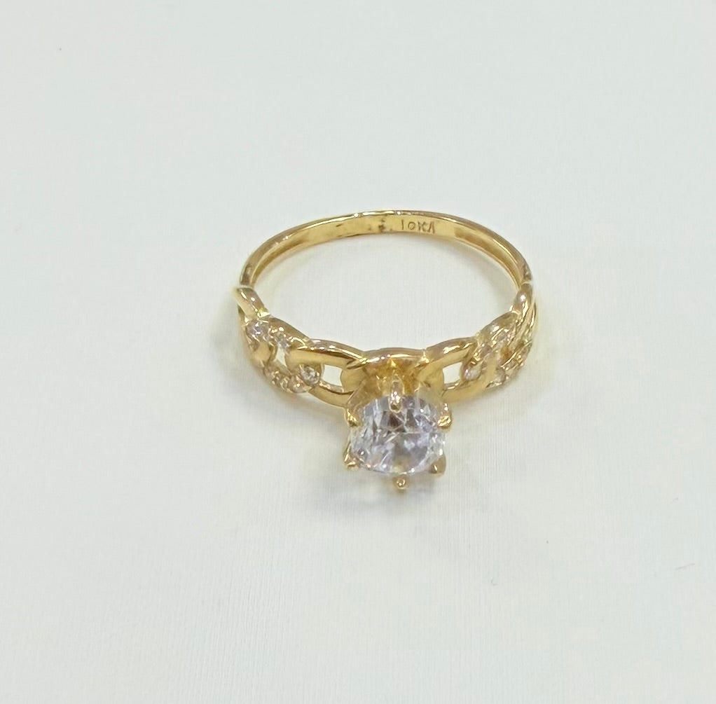 1374- NEW 10K Cuban Link Band Wedding Rings Trio W.G