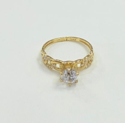1374- NEW 10K Cuban Link Band Wedding Rings Trio W.G